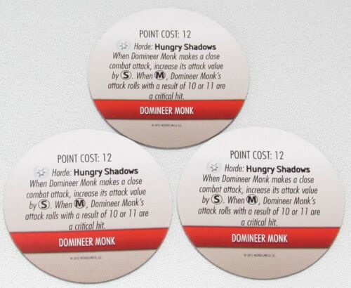3 x DOMINEER MONK H002 Bystander Tokens Mage Knight: Resurrection Heroclix - Imagen 2 de 2