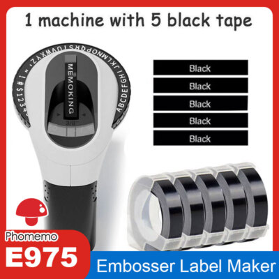 Phomemo 975 Embosser Label Maker Labeller with 5x Embossing Tape for ...