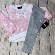 Under Armour 4 5 6 6x Pink Tie Dye Sweatshirt Legging Set Outfit NEW