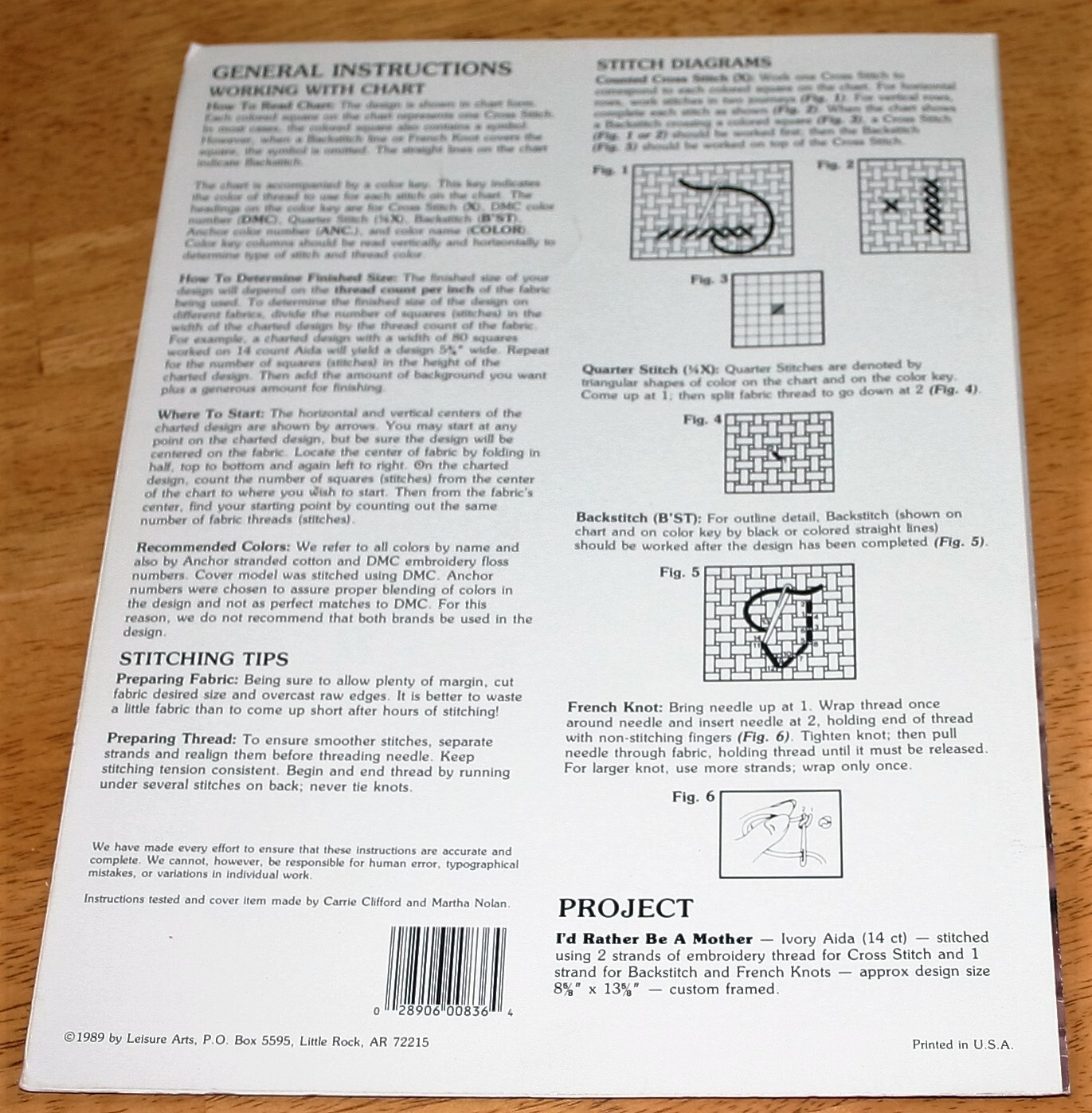 Leisure Arts: I'D RATHER BE A MOTHER Cross Stitch Bk #836 Patsy Moore ...