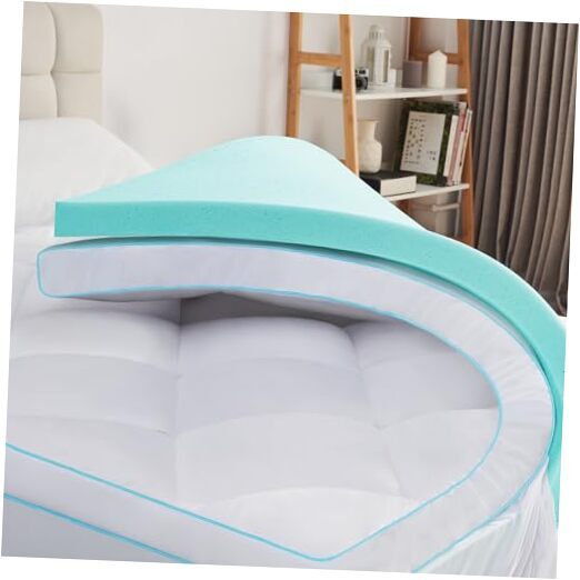 Dual Layer 4 Inch Queen Size Mattress Topper, 2 Inch Cooling Queen（80×60 inch）