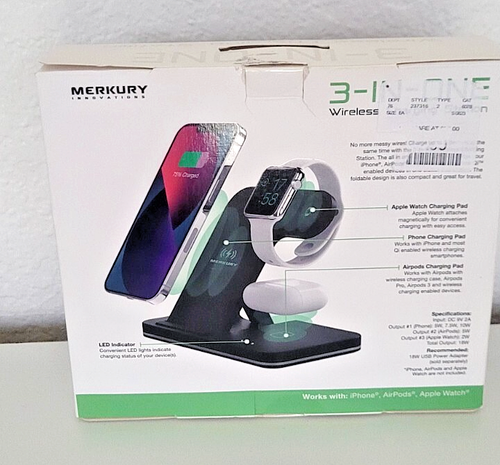 Merkury Inovations 3-in-One Wireless Charging Station!!! New!!! Open Box!!! - Photo 2 sur 7