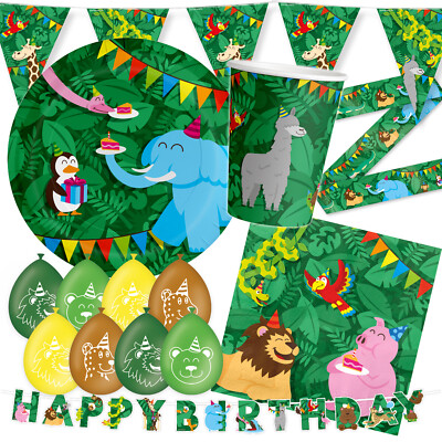 DSCHUNGEL GEBURTSTAG Deko Safari Kindergeburtstag Kinder Party Tiere Zoo Wildnis