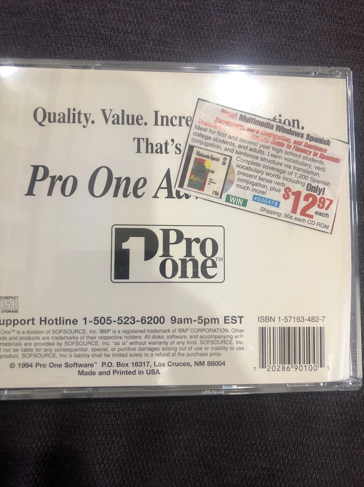 1994 Pro One Software Windows Multimedia Spanish  - Image 3 of 4