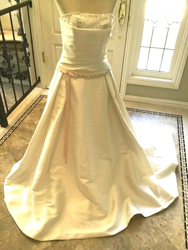 Maggie Sottero COUTURE NEW Wedding dress Bridal gown Corset lace up 8 Diamond Wh - 第 1/10 張圖片