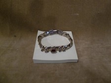 Vintage Gold Colored Bracelet With Red Rhinestone and 8 Clear Ones
