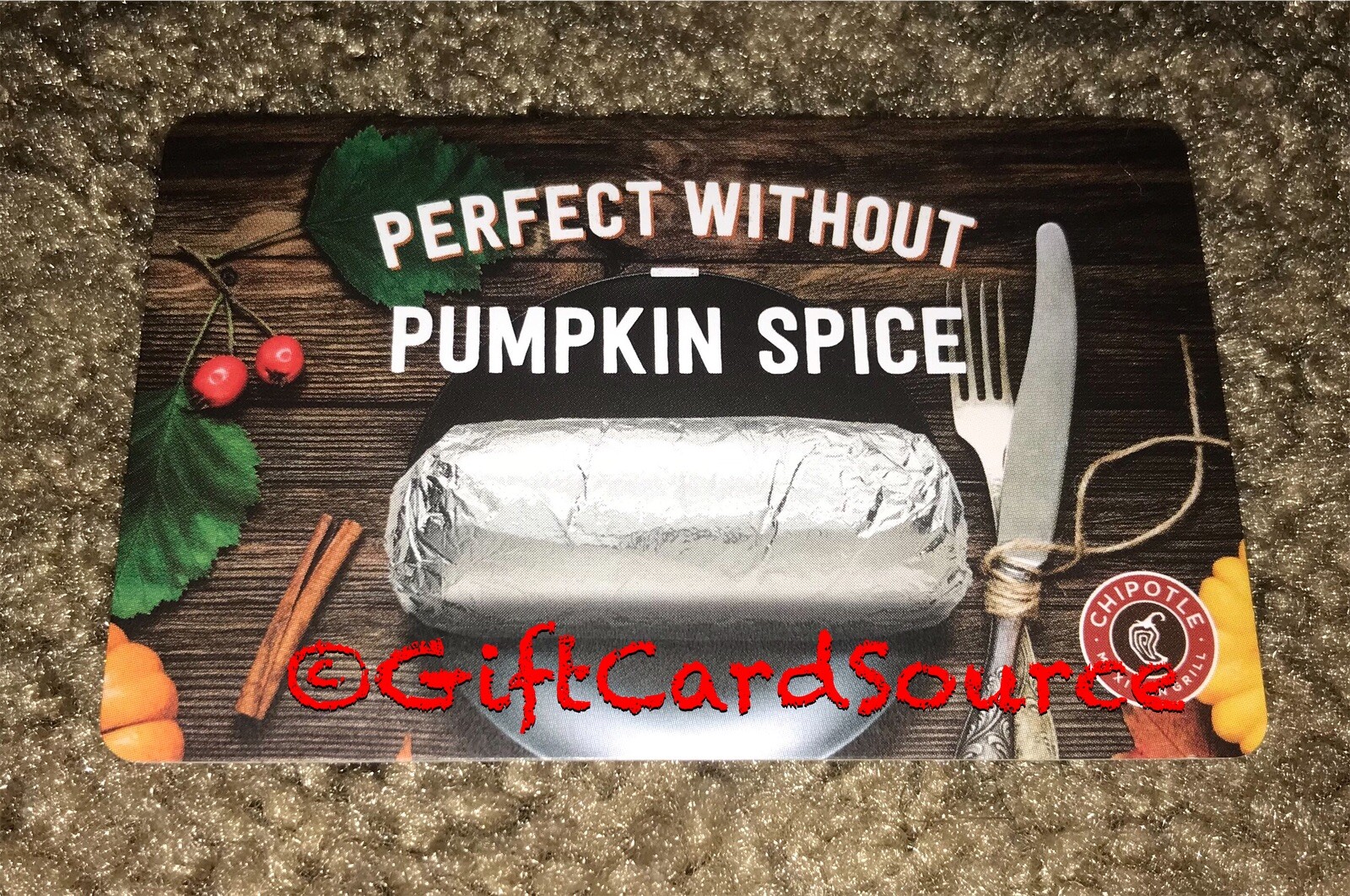 2017 Chipotle Gift Card Perfect Without Pumpkin Spice Collectible New | Ebay