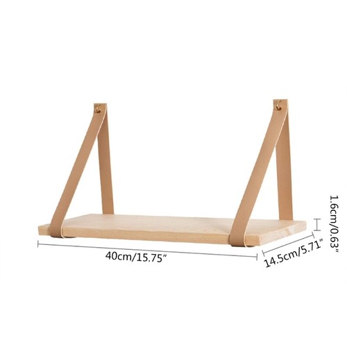 Wall Floating Frame Storage Holder Hanging Shelf Leather Strap Swing Decor - Picture 8 of 8