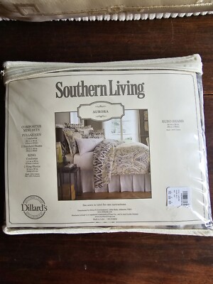 New 2pc Set Southern Living Euro Shams 100%Cotton Aurora Animal Print/Floral 