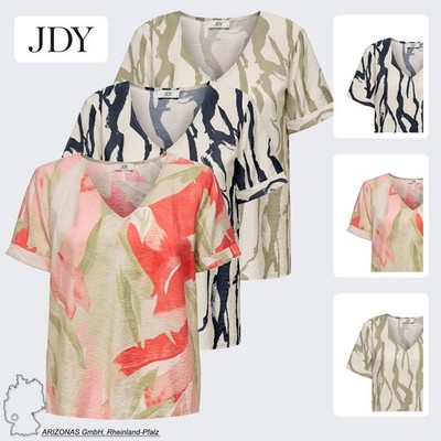JDY Damen T-Shirt mit V-Ausschnitt in Zebraoptik, Kurzarm