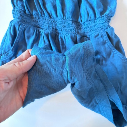 Lands' End Girls Small 6/7 Summer Romper Outfit Blue Sleeveless - Picture 6 of 8