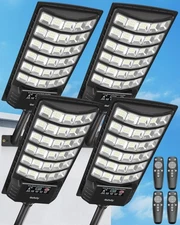 Solar Street Lights Outdoor, 6500K Commercial Parking Lot Light Dusk to Dawn,...