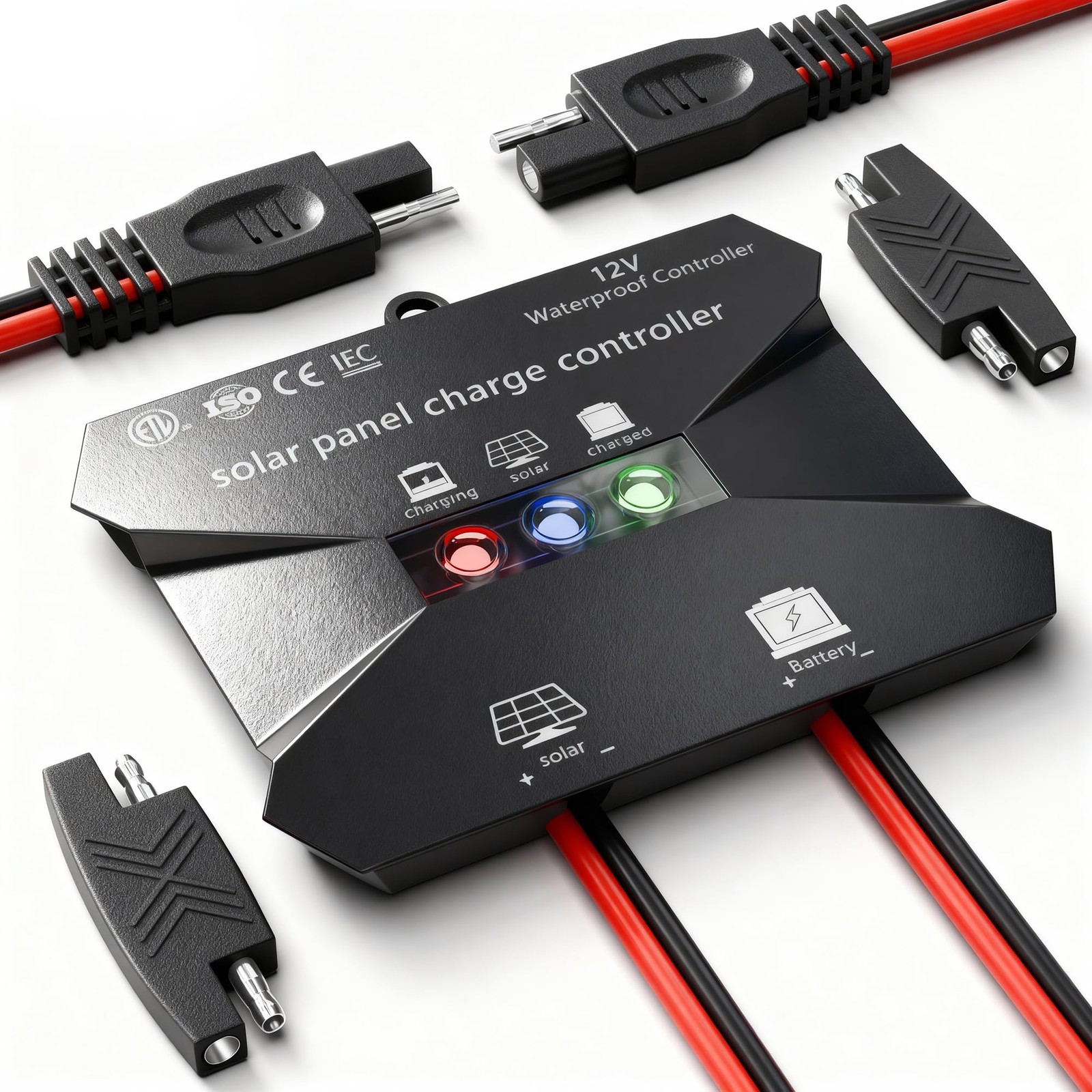 Voltset Solar Charge Controller, 10A 12V Waterproof Solar Intelligent Regulator