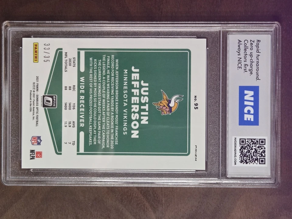 Donruss Optic Justin Jefferson 2021 verde lima/35 gema como nuevo 10 Foto 2 de 2