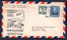 El Salvador - 1946 Pan American First Flight Airmail Cover to Houston, Texas