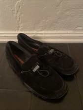 Prada Suede Black Loafers Size 39 Women Slip On Loafers
