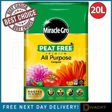 MIRACLE GRO ALL PURPOSE COMPOST SOIL 20L PEAT FREE FOR ALL FLOWERS & PLANTS NEW 0.52 per litre