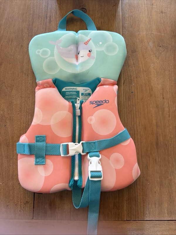 *Speedo Infant Life Vest - Teal/Coral US COAST GUARD APPROVED FREE SHIPPING! A34
