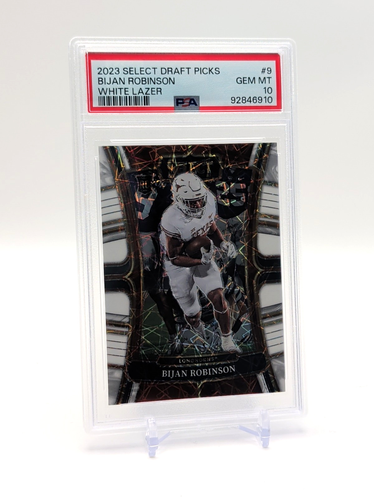 2023 Panini Select Draft Picks Bijan Robinson White Lazer RC #9 PSA 10