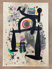 Joan Miro (Handmade) Drawing on antique paper Signed and Sealed size 21x29.5