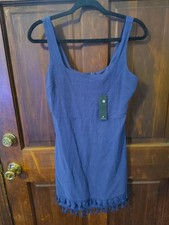 Feel the Sunshine Navy Blue Tassel Mini Dress Lulus Size Small