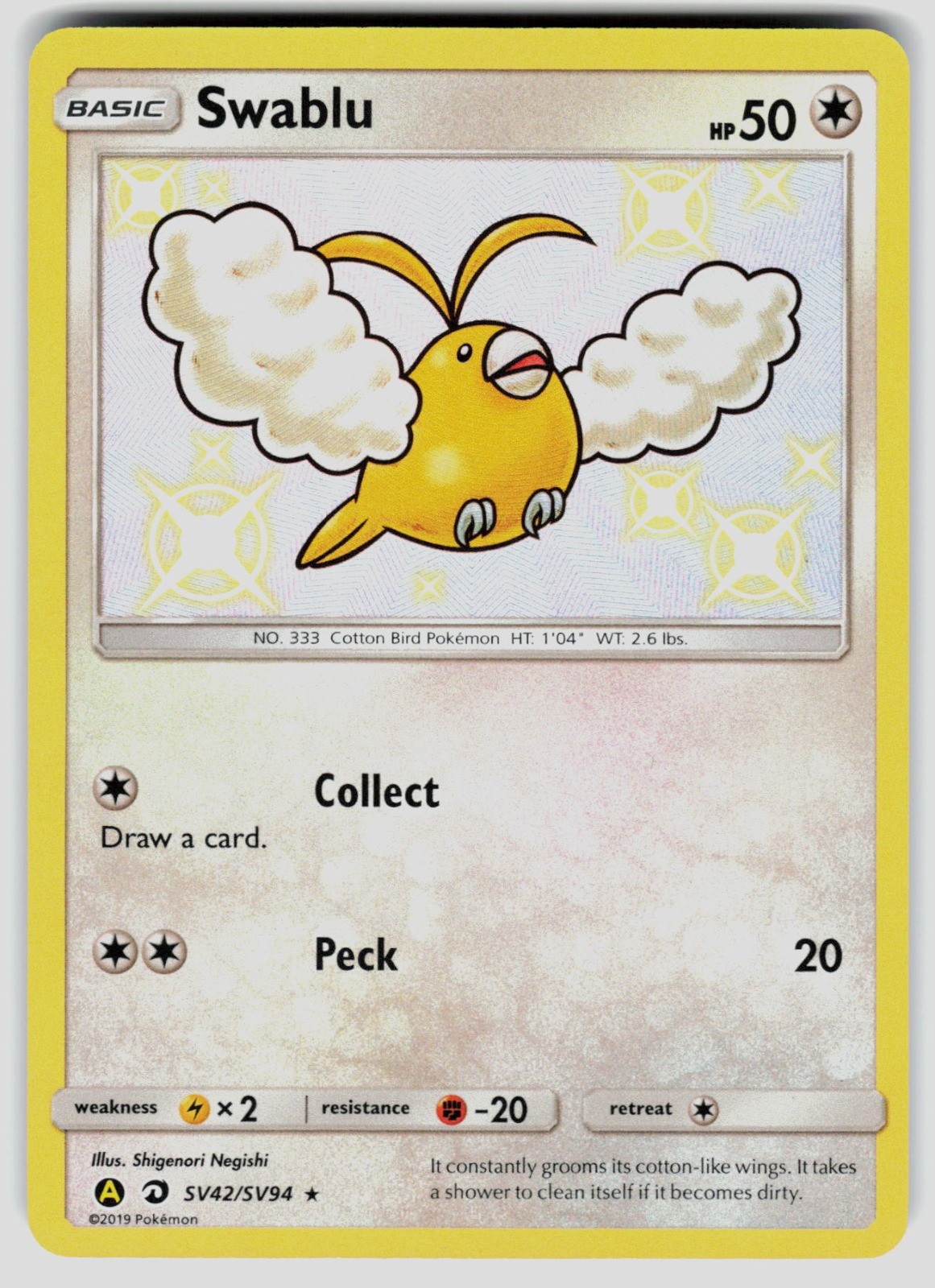 Pokemon Hidden Fates: Shiny Vault Swablu SV42/SV94 Holo Shiny Holo Rare NM