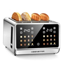 4 Slice Toaster with Touch Screen, Stainless Steel Smart Bread Toaster, 1.5" 