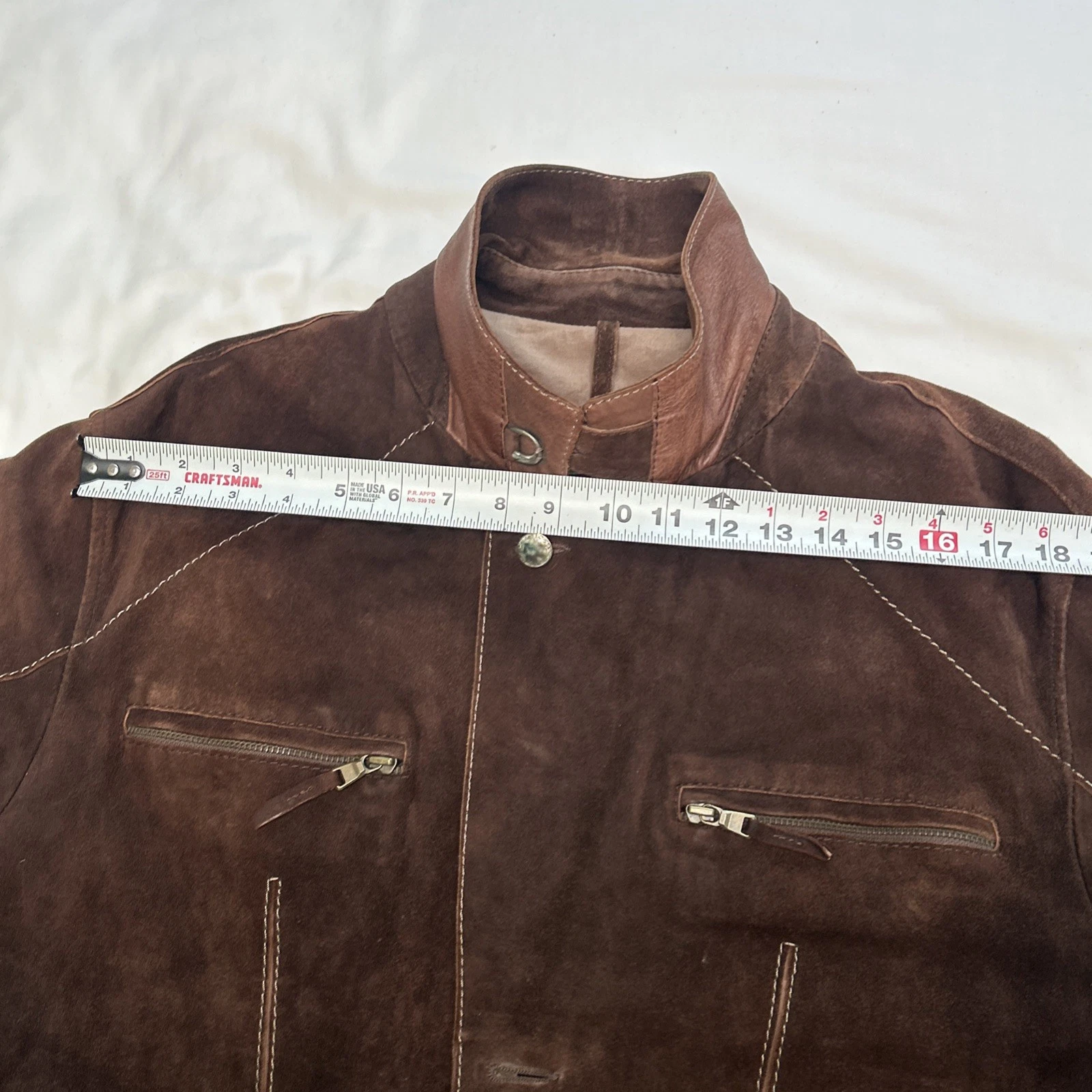 GIMO'S MENSWEAR Suede XL Jacket Brown Leather Utility Safari Field Blazer Italy - product detail image 14