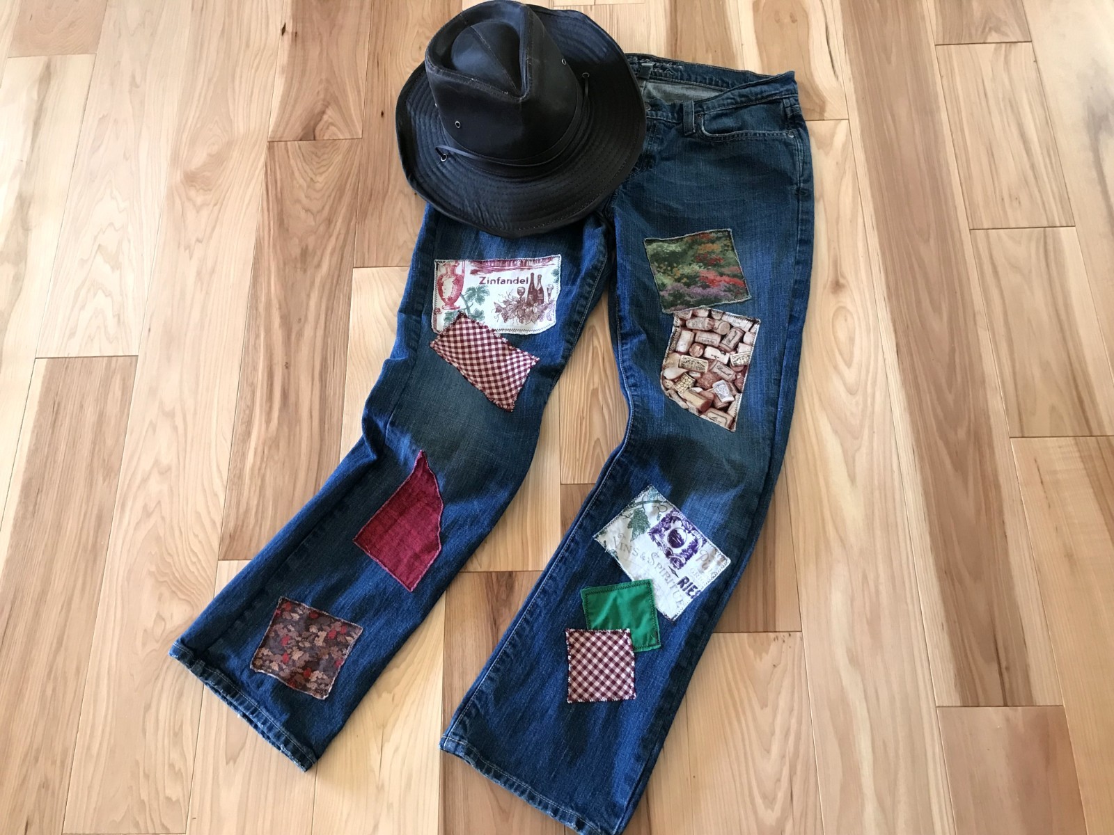Upcycled Patchwork Jeans, Size 6 Short: Handmade … - image 18
