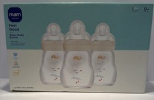 MAM Feel Good Glass Baby Bottle Set 3 6oz Bottles Slow Flow Open Box Otter Fish