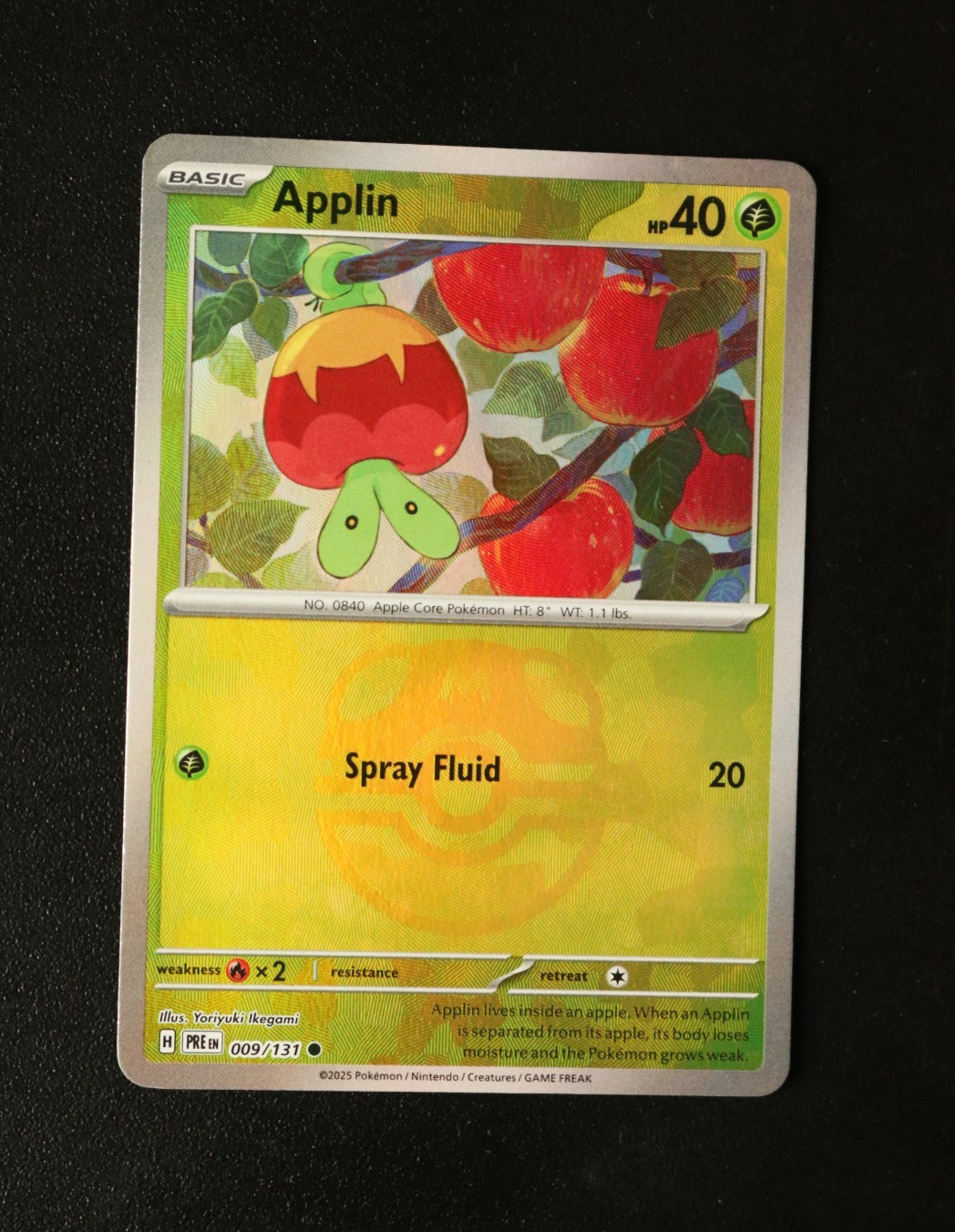 Pokémon Card - Applin 009/131 Master Ball Reverse - Prismatic Evolutions - LP ⭐