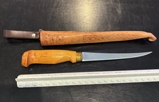 Vintage J. Marttiini Rapala Fish Fillet Knife 6" Blade w/ Leather Sheath Finland