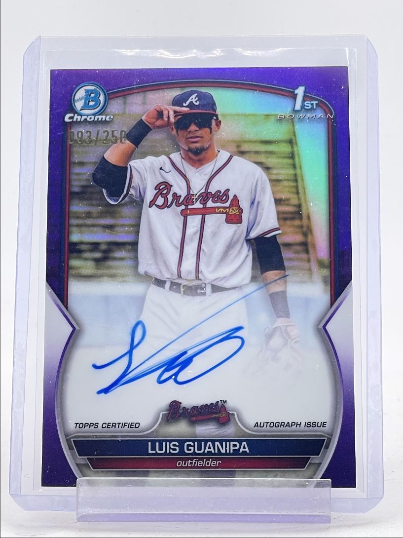 LUIS GUANIPA 2023 BOWMAN CHROME 1ST PURPLE REFRACTOR BRAVES AUTO /250 Q0043