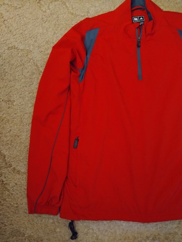 Adidas Climaproof 1/4 Zip Windbreaker Pullover Jacket Men's Size Medium Red - Picture 6 of 11