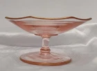 Pink Depression Glass Compote /Bowl Gold Rim Great Condition 3” Tall
