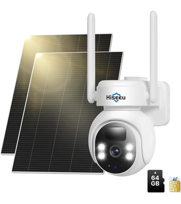 Hiseeu 24/7 Recording 4G Cellular Security Cameras Wireless Outdoor, No WiFi(H)