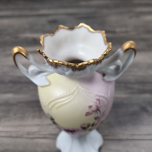 Burton & Burton Rose Vase With Handles 8.5" Tall Vintage Floral Home Decor - Picture 3 of 14