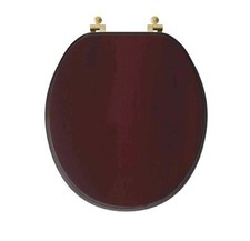 JONES STEPHENS Toilet Seat Elongated Closed Frond Wood w/Cover in Piano Mahogany