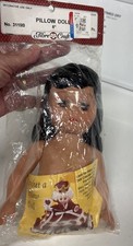 Vintage Fibre Craft 8" Pillow Doll 3119B Brown Black Hair Brown Eyes