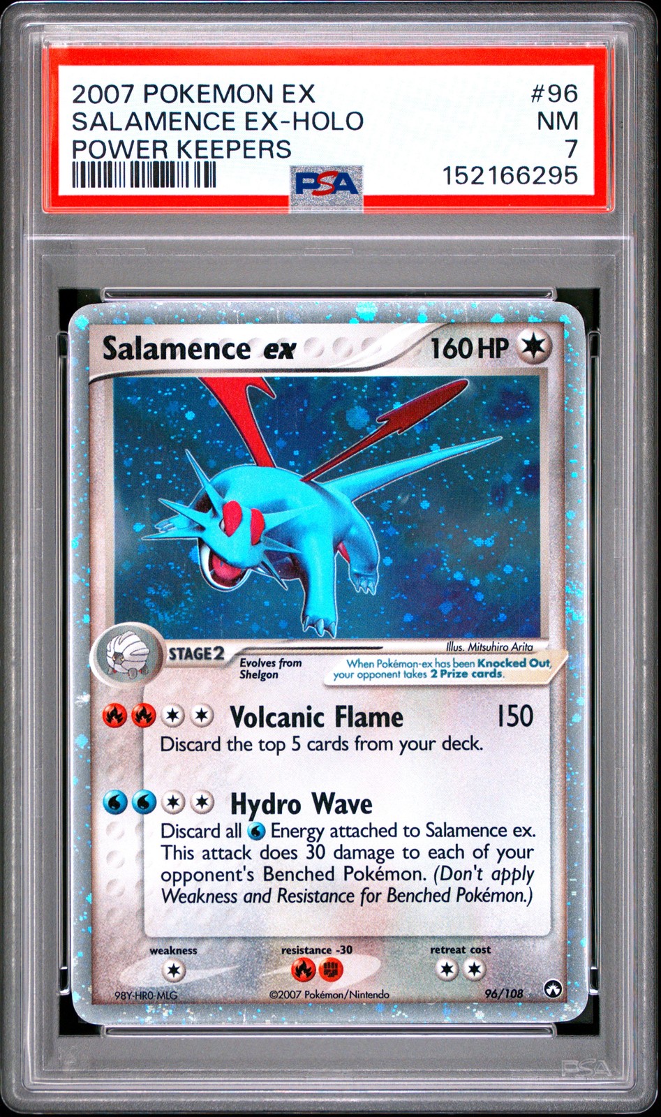 2007 POKEMON EX POWER KEEPERS #96 SALAMENCE EX-HOLO PSA 7