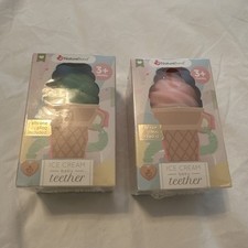 Set of 2 NatureBond Silicone Baby Teethers Pink Green Ice Cream Teething Toy