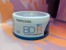 NEW Memorex 30 Pack Blu-Ray Discs BD-R 4X 25GB Single Layer Discs Factory Sealed