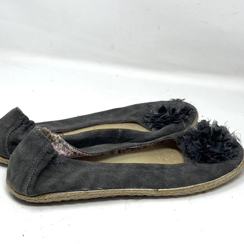 Bare ловушки серый холст Espadrille плоскостях женщин Sz 11 цветок носок - Изображение 2 из 4