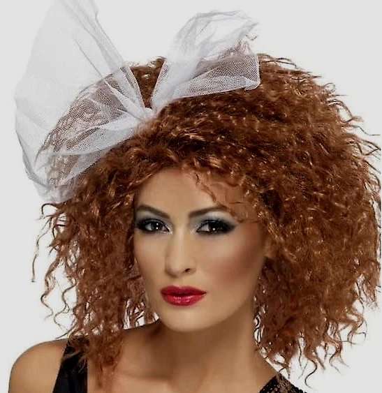 Peluca Smiffys Años 80 Niño Salvaje Corta Rizada Castaño Rojizo Mujer Cantante Arco Entretenimiento Actriz Foto 3 de 4