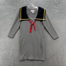 VTG Vicky Vaughn Dress Size 11 Black Stripe Sailor Shift Nautical Union Made USA
