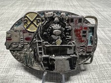 Railroad Engine Belt Buckle 1986 C J Inc Made In USA CJ1050 3 1/4" wide