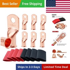 8pcs 4/0 AWG-3/8 Battery Lugs,Heavy Duty Wire Lugs,Ring Terminals,Battery Cab...