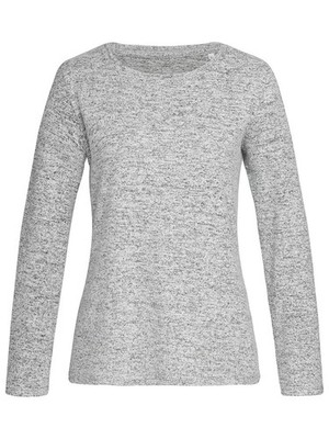 STEDMAN Damen Pullover KNIT SWEATER Langarm LIGHT GREY MELANGE