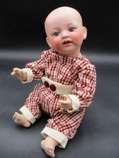 13" Antique German Bisque Character Boy Doll Solid Dome Head Teeth