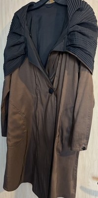 Black/Brown Reversible Coat Wide Ruched SHAWL Collar M Like Mycra PAC Hollywood